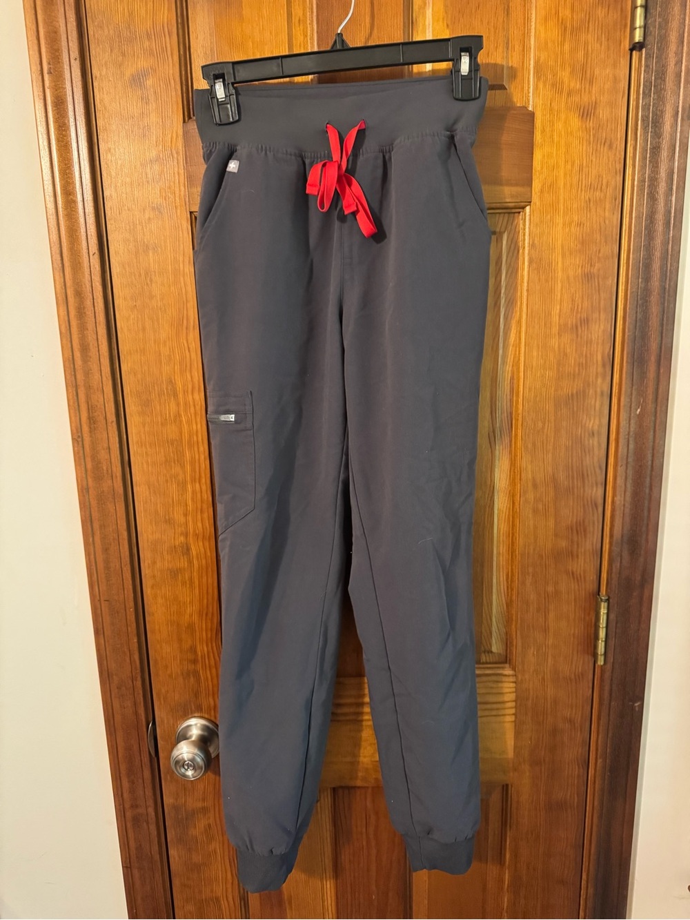 Figs Gray Jogger Pants with Red Drawstring